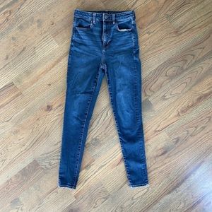 American Eagle Blue High Waisted Skinny Jeans, Size 4